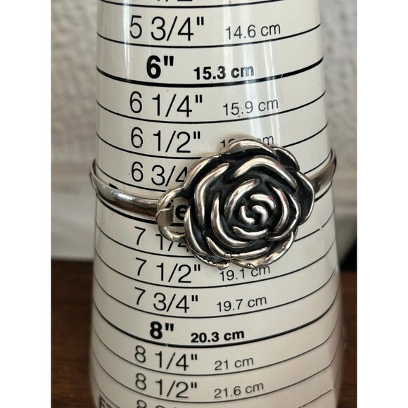 Gorgeous Silver 925 Rose Flower Bangle - Picture 7 of 8